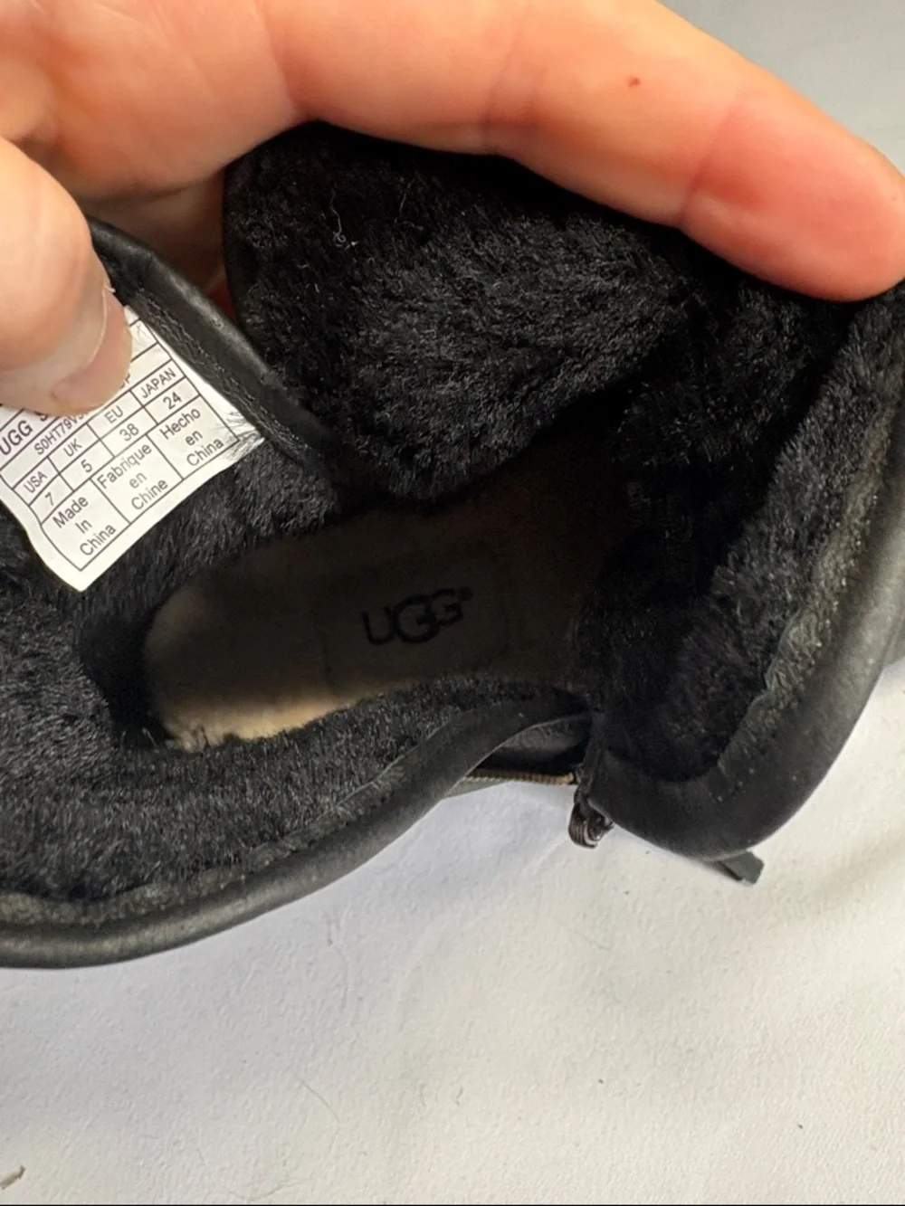 UGG Black Leather Women's Ankle Zip Booties 7
